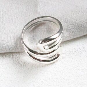 Julie Vos Wave Silver Adjustable Wrap Ring Size 7 | NEW